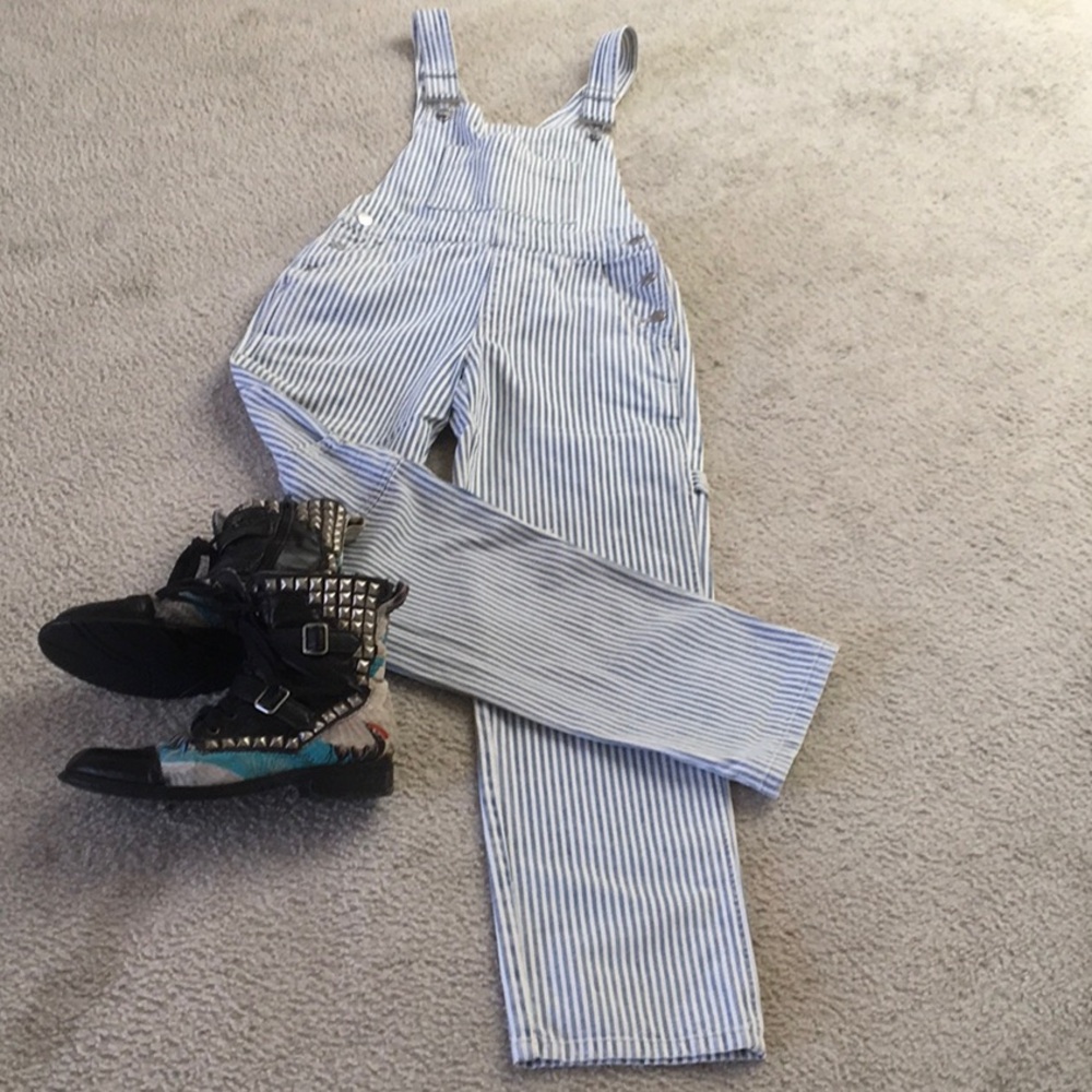 BZB/BLUE & WHITE RAILROAD STRIPE OVERALLS/NEW